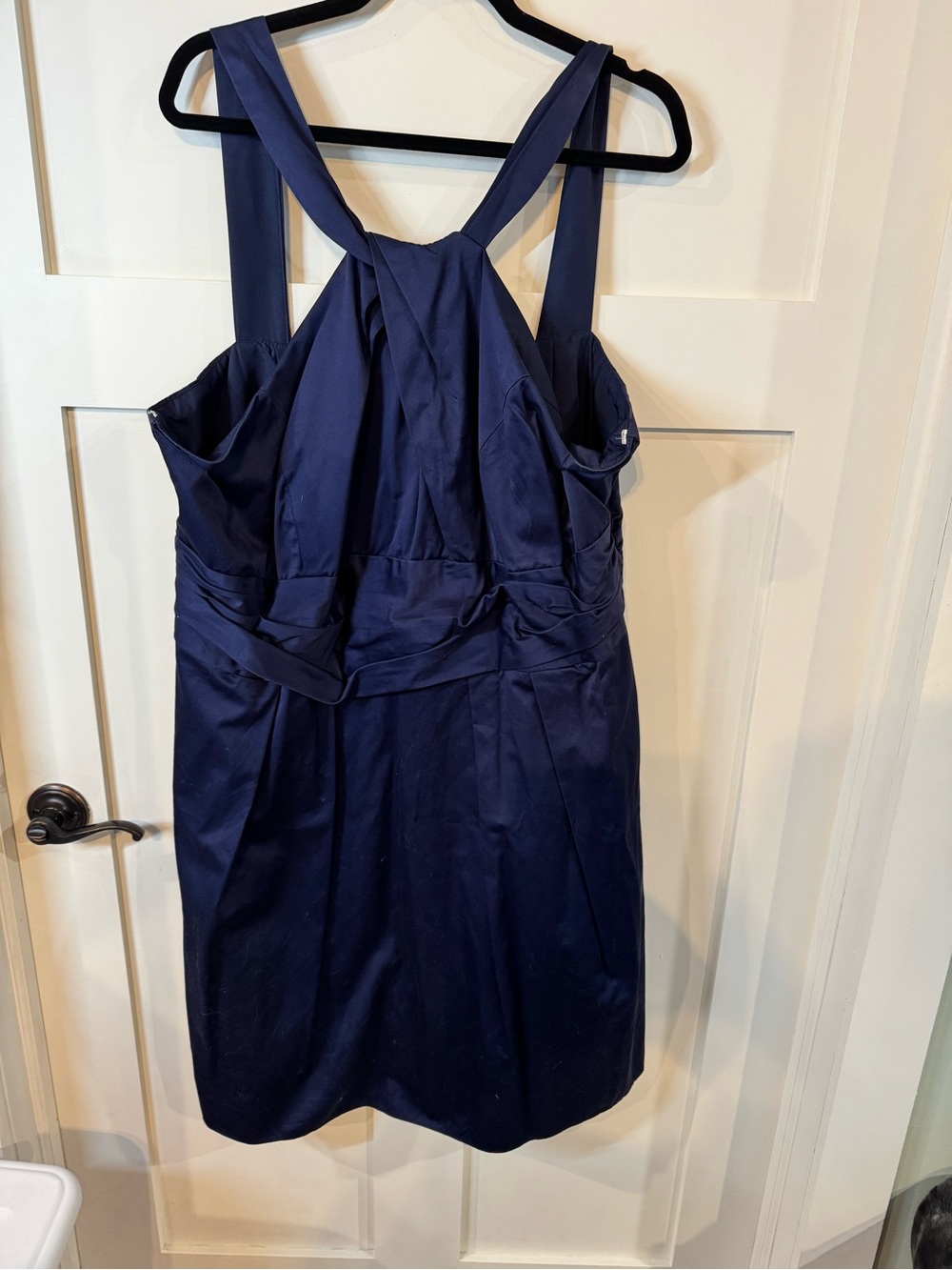David's Bridal Navy Dress with Cross-Back Detail